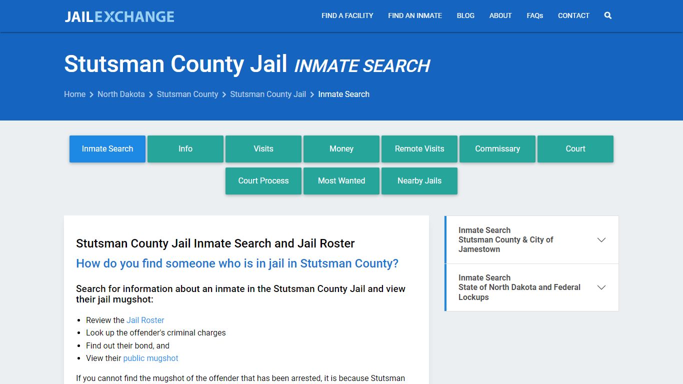Inmate Search: Roster & Mugshots - Stutsman County Jail, ND
