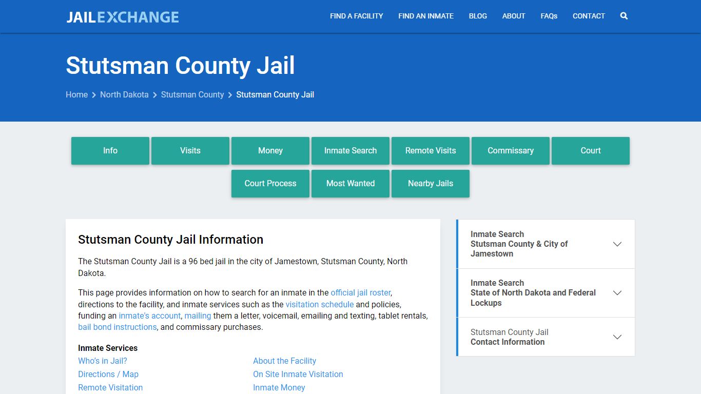 Stutsman County Jail, ND Inmate Search, Information