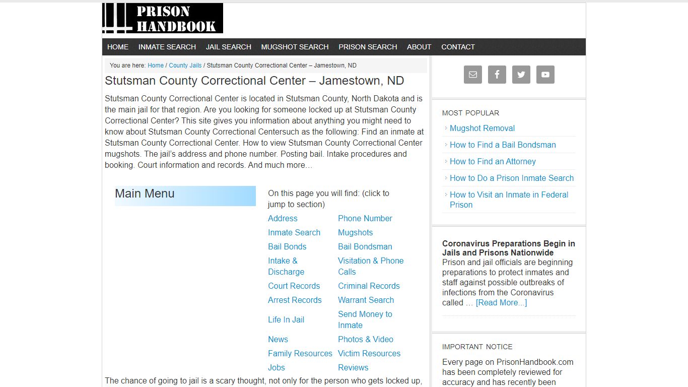 Stutsman County Correctional Center – Jamestown, ND - Prison Handbook