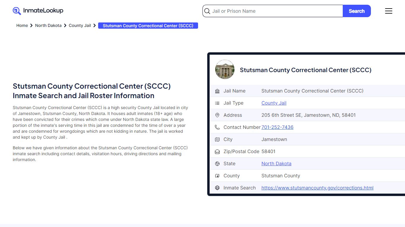 Stutsman County Correctional Center (SCCC) Inmate Search and Jail ...